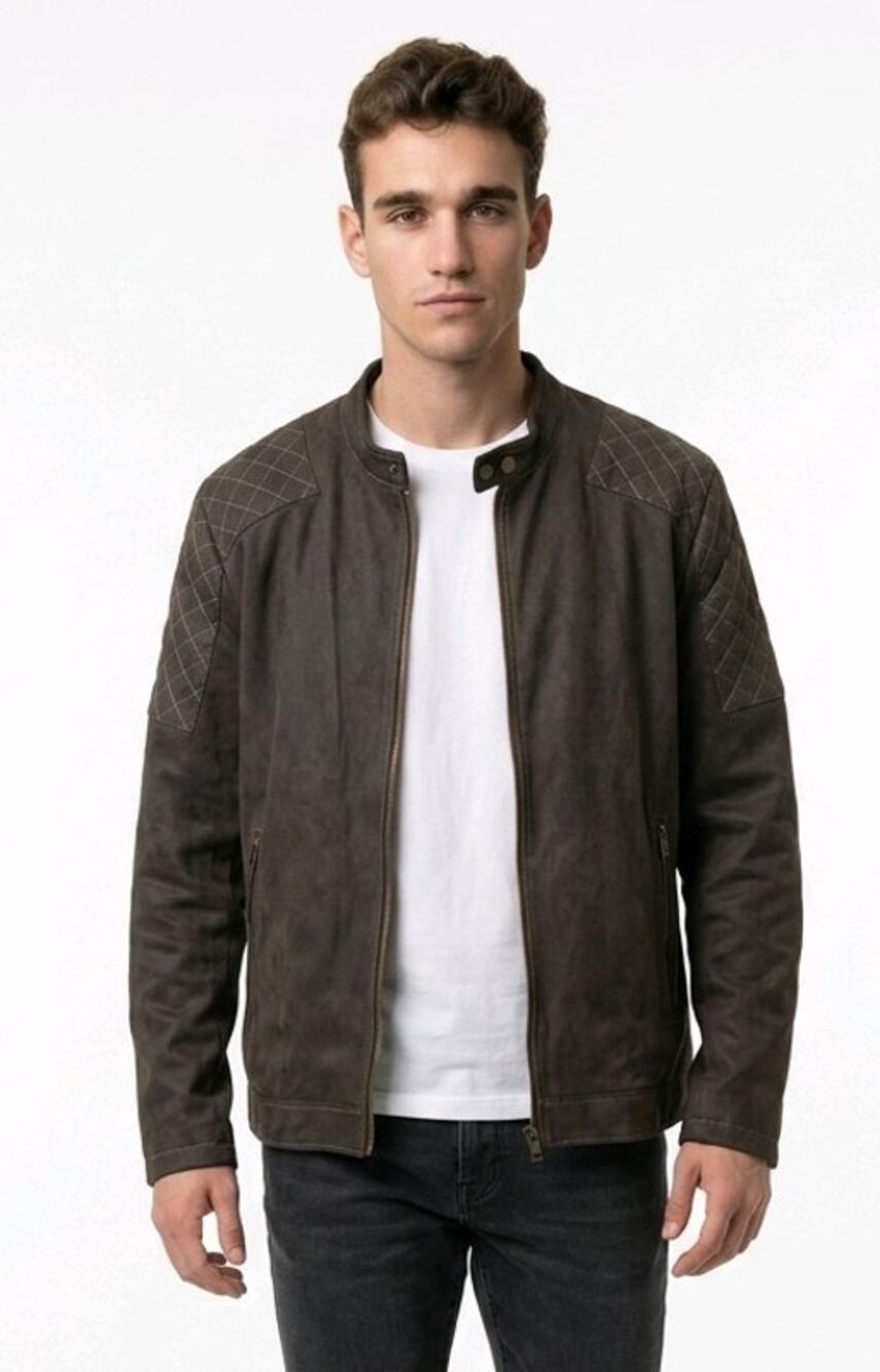Black Rivet Genuine Leather Moto Jacket Men’s 3XLT Brown Big Tall